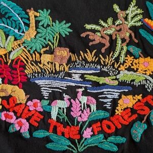Vintage Hand Embroidered Save the Forest Tee Tshirt